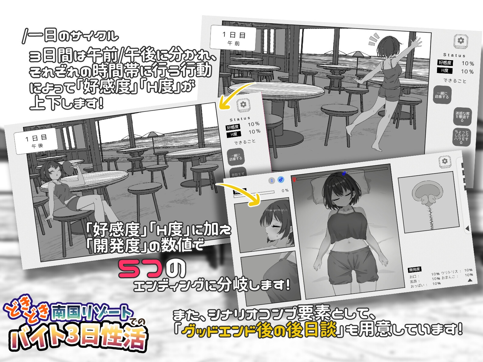 图片[3]-[SLG/触摸/动态] 心跳加速南国度假村的打工三日”性”活 （どきどき南国リゾートでのバイト3日性活）v1.0 官方中文 【安卓/PC-287M】 - 团子ACG-团子ACG